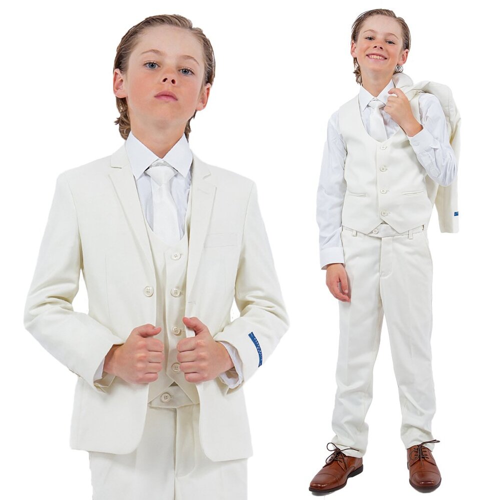 Perry Ellis Boys Ivory 4-Piece Formal Suit Set